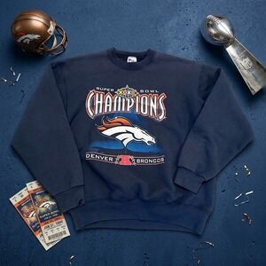 Vintage 1998 Denver Broncos Super Bowl XXXII Champions Sweatshirt Pro Player XL